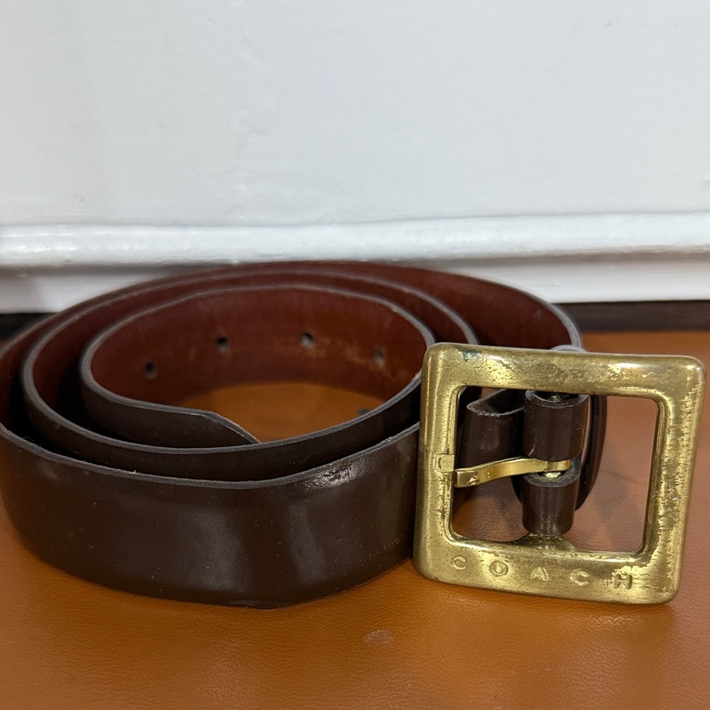 Coach Polished Cowhide Brown Leather Men's Belt